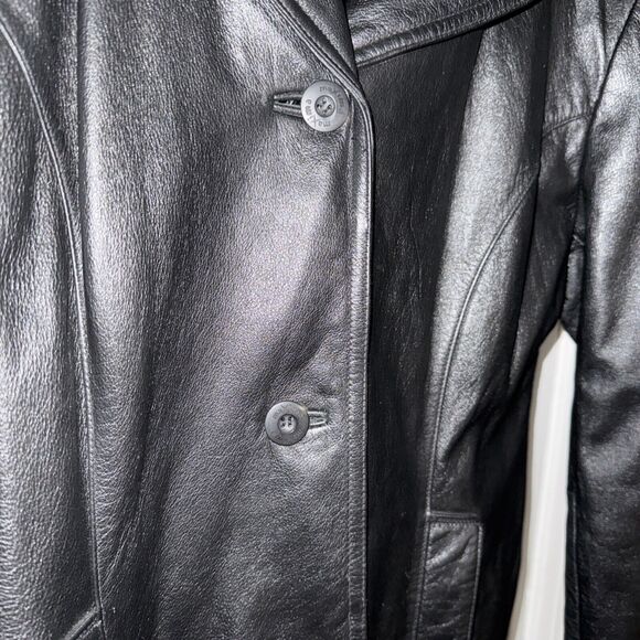 Vintage 90s Wilsons black Leather Maxima Leather Jacket - large - Picture 2 of 12